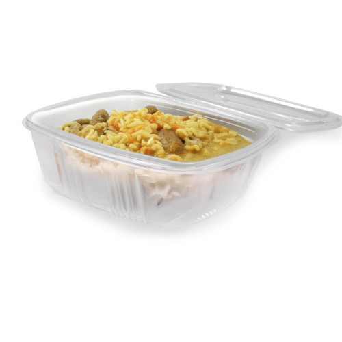 Envases con tapa y bisagra de polipropileno reutilizables (Aptos para Microondas) 1000 ml