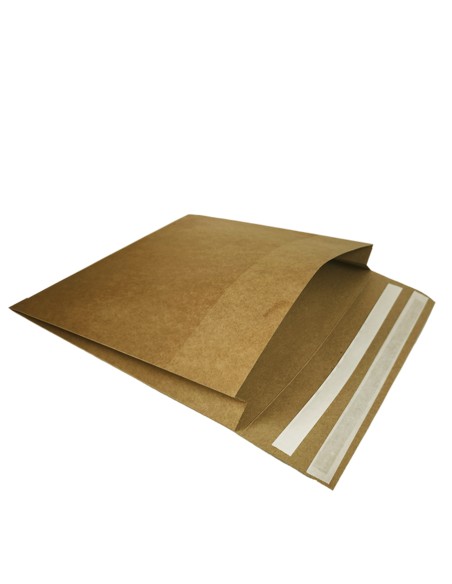 Sobres e-commerce kraft con doble solapa adhesiva, fuelle y tear off