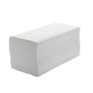 Toallas secamanos de papel plegadas en Z