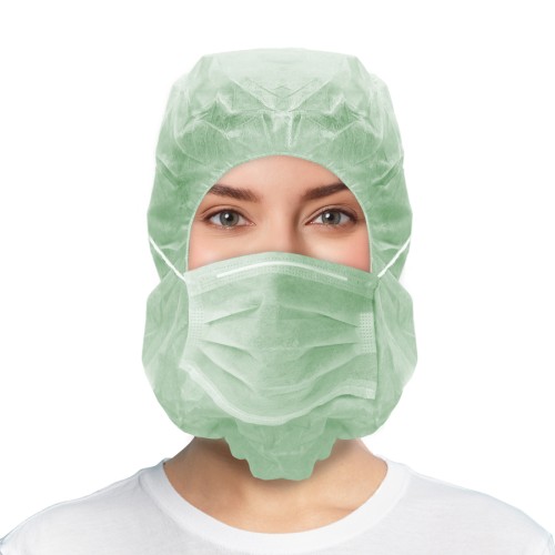Gorro Integral con mascarilla IIR en TNT de Polipropileno. Foto frontal
