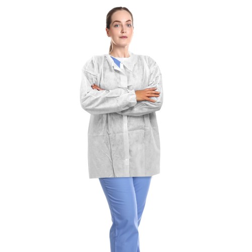 Industry jacket 35 g made of polypropylene non-woven fabric with front velcro fastening