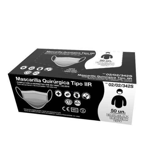 Mascarilla Quirúrgica Negra Estuche