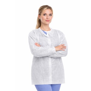 Industry jacket 35 g made of polypropylene non-woven fabric with front velcro fastening