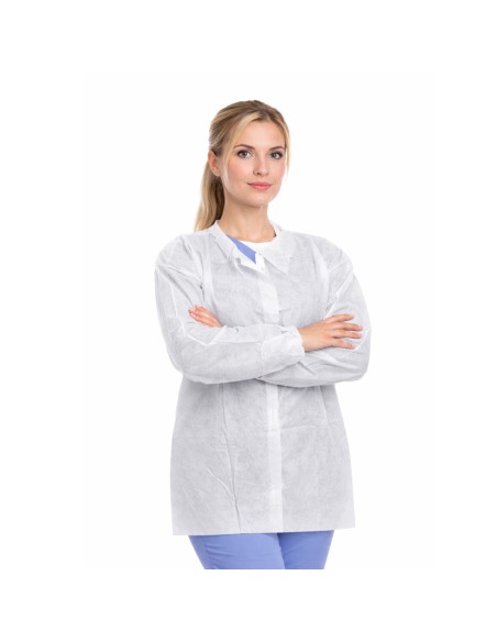 Industry jacket 35 g made of polypropylene non-woven fabric with front velcro fastening