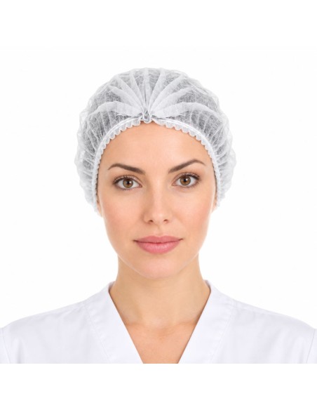 ▷ Touca apanha-cabelo dobrada em acordeão emTNT de polipropileno com 2 elásticos detetável | Uniuso