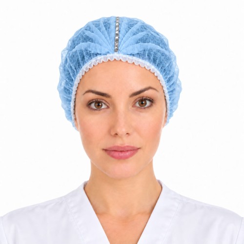 ▷ Touca apanha-cabelo dobrada em acordeão em TNT de polipropileno com 2 elásticos detetável | Uniuso