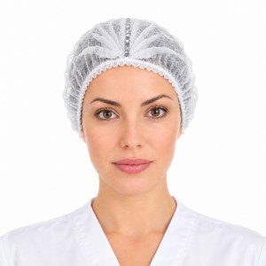 Gorro Recogepelo en TNT de Polipropileno plegado en acordeón detectable azul 2
