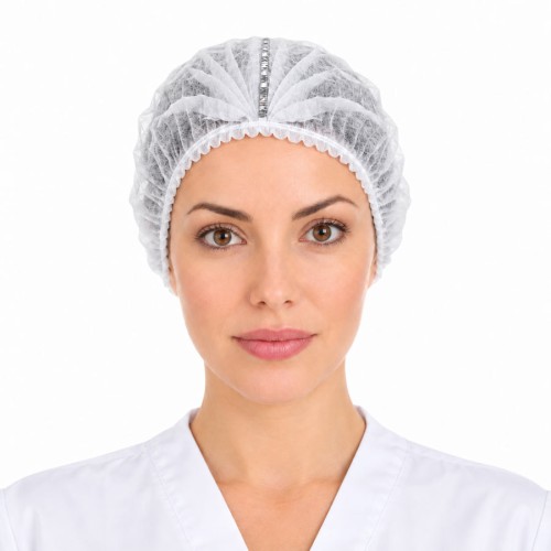 ▷ Touca apanha-cabelo dobrada em acordeão em TNT de polipropileno com 2 elásticos detetável | Uniuso