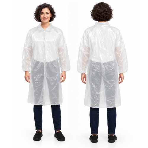 ▷ Bata de polietileno fecho frontal com colchete | Uniuso