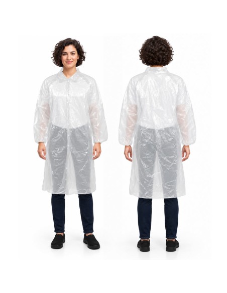 ▷ Bata de polietileno fecho frontal com colchete | Uniuso