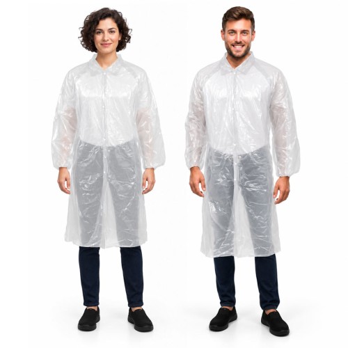 ▷ Bata de polietileno fecho frontal com colchete | Uniuso