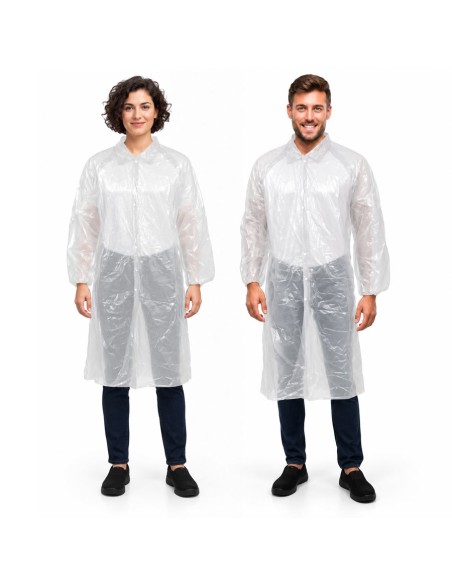 ▷ Bata de polietileno fecho frontal com colchete | Uniuso