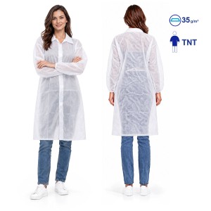 ▷ Bata de visita em TNT de polipropileno fecho frontal com velcro | Uniuso