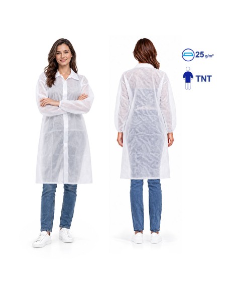 ▷ Bata em TNT de Polipropileno fecho frontal com velcro | Uniuso