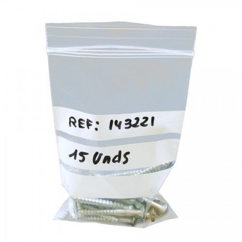 Ziplock polyethylene bags with writing bands