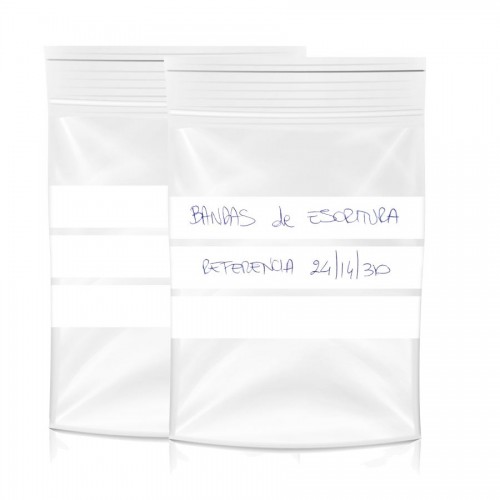 Bolsas Autocierre con bandas de escritura.