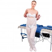 Pantalón de presoterapia blanco con cintura elástica y cerrado por los pies