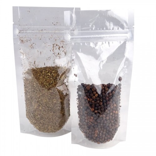 Sacos laminadas com fecho reutilizável e base...