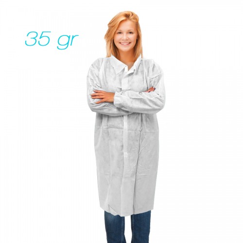 Non-woven SPP labcoat industry without pockets 35 gr