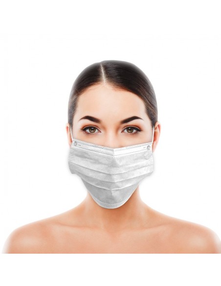 Máscara tripla camada com elásticos em TNT de polipropileno