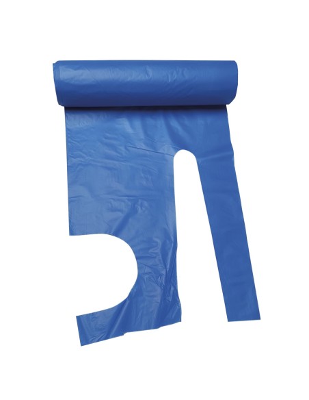 Delantal de Polietileno en rollo color Azul galga 230 desplegado