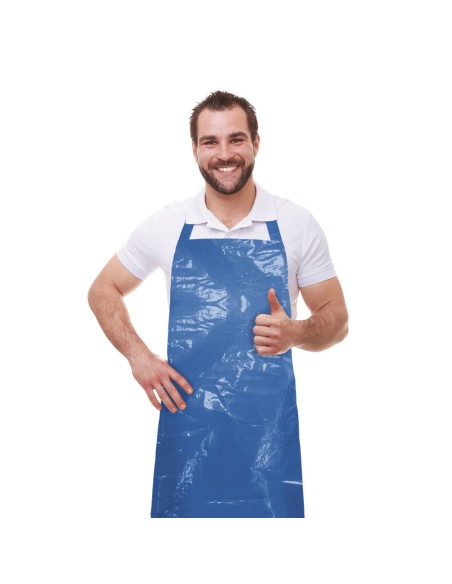 Delantal de Polietileno en rollo color Azul galga 230