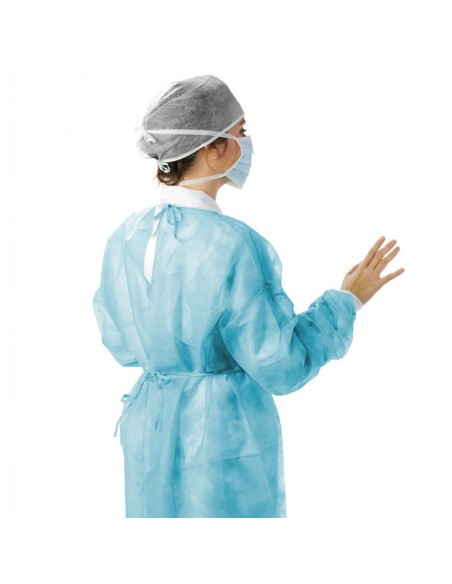 Bata de proteção saúde em TNT de polipropileno fecho dorsal com atilhos