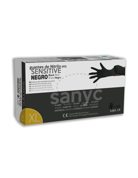 Luvas de nitrilo, SENSITIVE, sem pó, ambidestras, 3,5 g, AQL 1.5