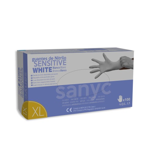 Luvas de nitrilo, SENSITIVE, sem pó, ambidestras, 3,5 g, AQL 1.5