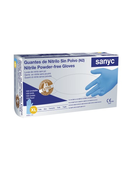 Guantes de Nitrilo Extra Fuertes, s/polvo, 7 gr, AQL 1.5