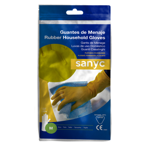 Guantes Menaje de Látex flocado, s/polvo, 50gr