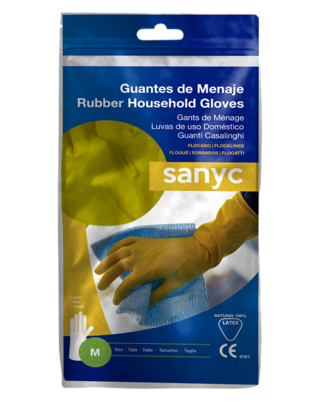 Guantes Menaje de Látex flocado, s/polvo, 50gr