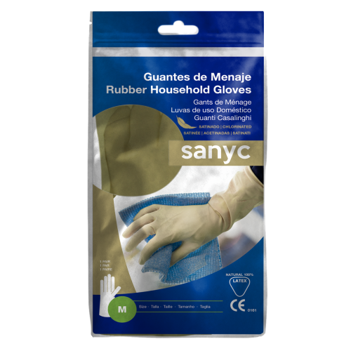 Guantes Menaje de Látex satinado, s/polvo, 56gr