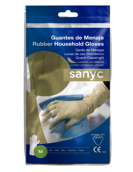 Guantes Menaje de Látex satinado, s/polvo, 56gr