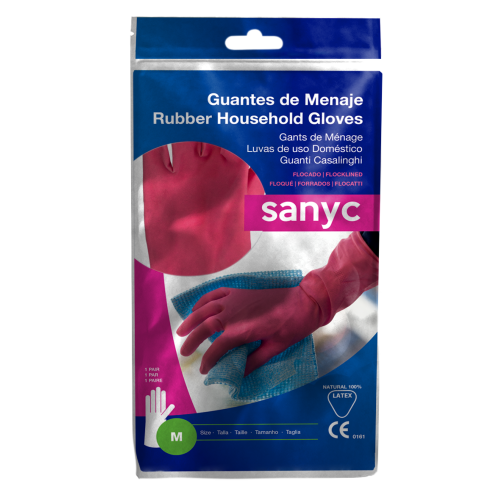 Guantes Menaje de Látex flocado, s/polvo, 57gr