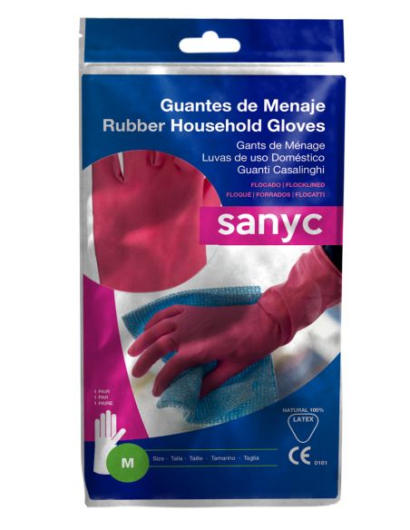 Guantes Menaje de Látex flocado, s/polvo, 57gr