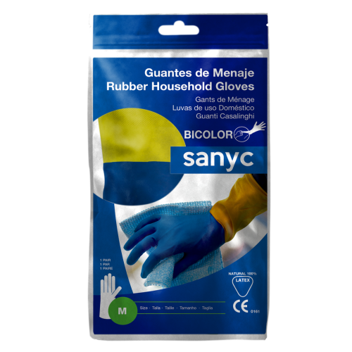 Guantes Menaje de látex reforzado, s/polvo, bicolor, 69gr