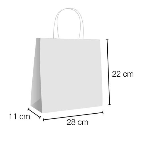 Bolsas papel kraft asa rizada con base ancha, 28x11x22 cm