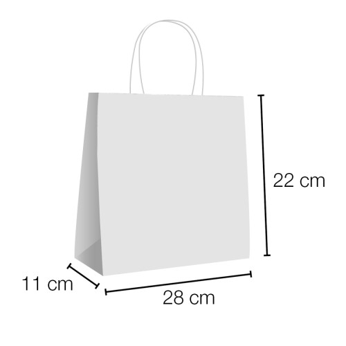 Kraft paper bags with curly handle with wide base 28x11x22 cm