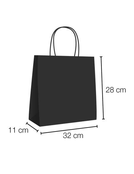 Bolsas papel kraft asa rizada con base ancha 32x11x28 cm