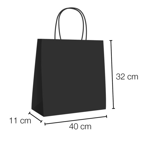 Kraft paper bags with curly handle with wide base 40x11x32 cm
