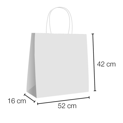 Bolsas papel kraft asa rizada con base ancha 52x16x42cm