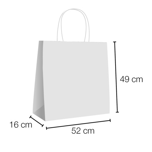 Bolsas papel kraft asa rizada con base ancha 52x16x49 cm