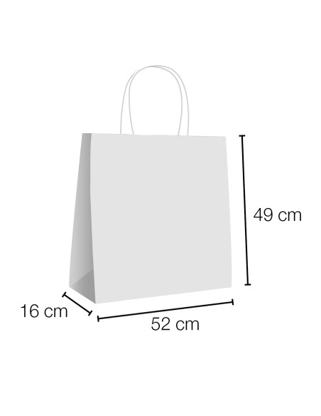 Bolsas papel kraft asa rizada con base ancha 52x16x49 cm