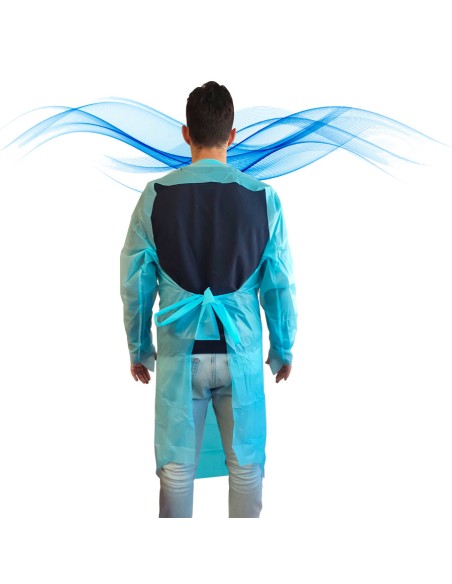 Bata CPE Azul con dedo pulgar trasera