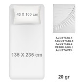 Kit de Cama en TNT de Polipropileno color blanco, ajustable 135 x 235 cm. Sábana bajera y funda de almohada de 43 x 100 cm