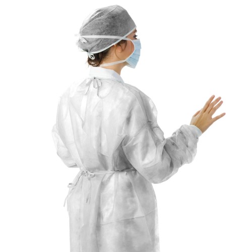 ▷ Bata de proteção saúde em TNT de polipropileno fecho dorsal com atilhos | Uniuso