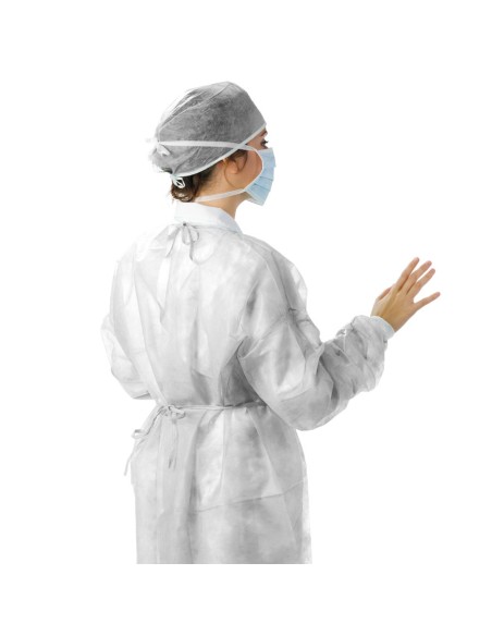 Non-woven SPP health gown 20 gr with laces for opening and back closing