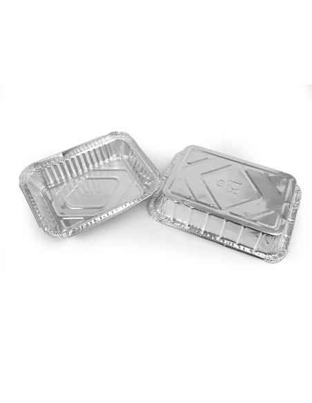 Rectangular and round aluminum containers with lids