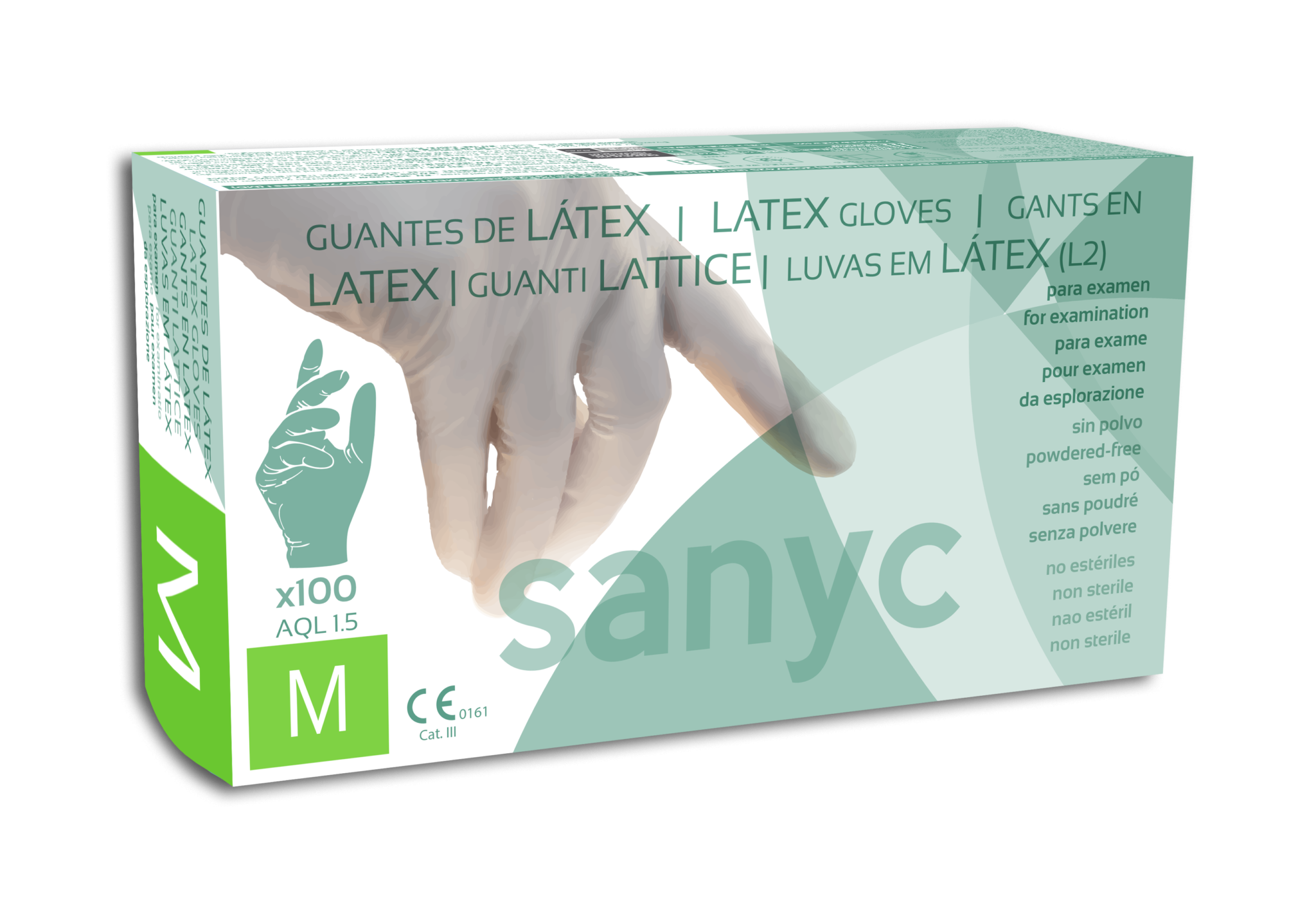 Guantes de Látex s/polvo, Extra Fuerte, 6,5gr, 1.5 AQL